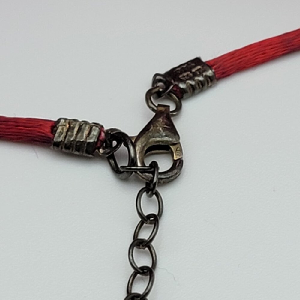 SX 925 Thai Polka Dot Glass Bead Letter A Elephant Pendant Cord Necklace 18" Adj - Picture 8 of 10